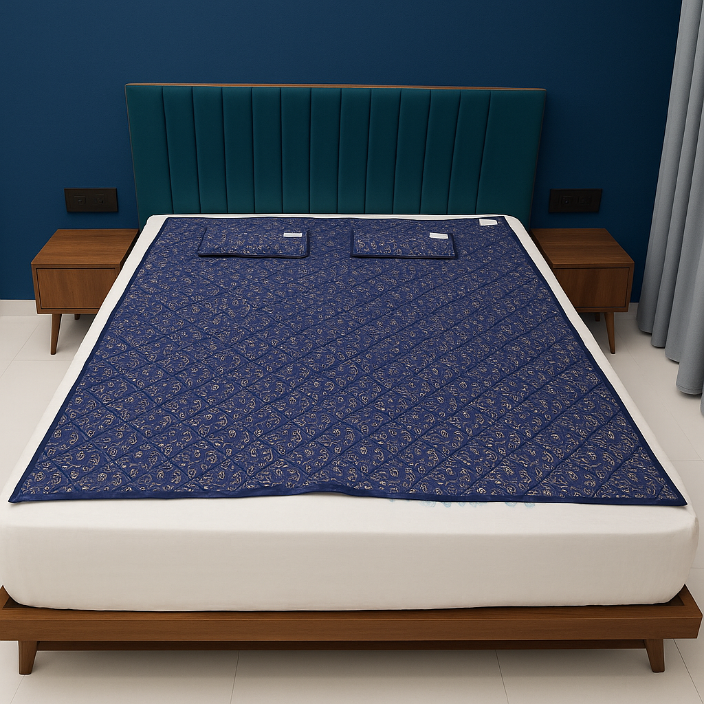 OMSAN CARE ® BIO Magnetic Mattress Field Sleeping Therapy Topper/Pad Blue (6x6 feet) with 2 Pillow Pad/Sleep Better Naturally