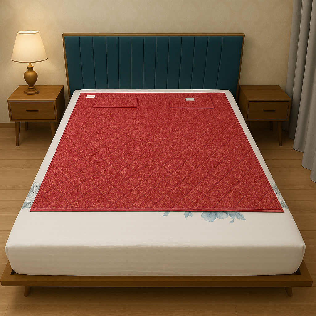 OMSAN CARE ® BIO Magnetic Mattress Field Sleeping Therapy Topper/Pad Maroon (6x6 feet) with 2 Pillow Pad/Sleep Better Naturally